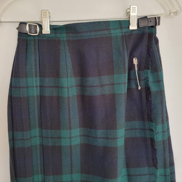 O'Neil of Dublin Plaid Kilt Irish Wrap Wool Blend Pin Tartan Blue Women 32 - Picture 4 of 12